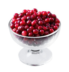 Ripe cowberry in a glass bowl