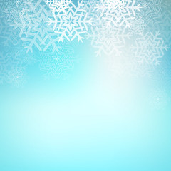 Fototapeta na wymiar Christmas background with snowflakes and lights. Vector image
