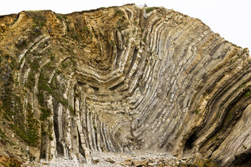 Folded strata on the Jurassic Coastline, Dorset, UK