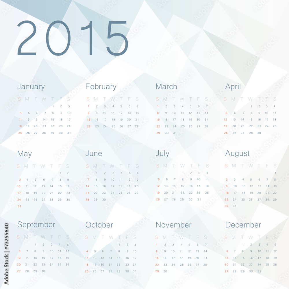Poster abstract background with calendar 2015. vector.