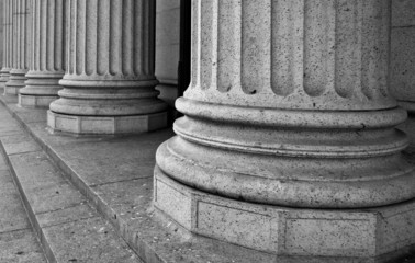 Architectural Columns on the Portico of a Federal Building in Ne