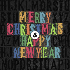 Merry Christmas Letterpress Concept With Colorful Letters