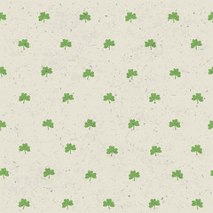 Clover leaf seamless pattern on paper texture. Vector, EPS10