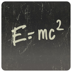 E=mc2. Theory of relativity, writings on blackboard. Vector