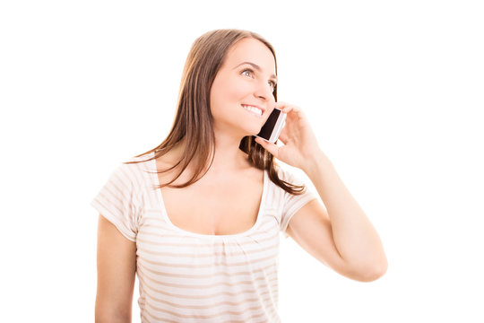 Young girl talking on a phone