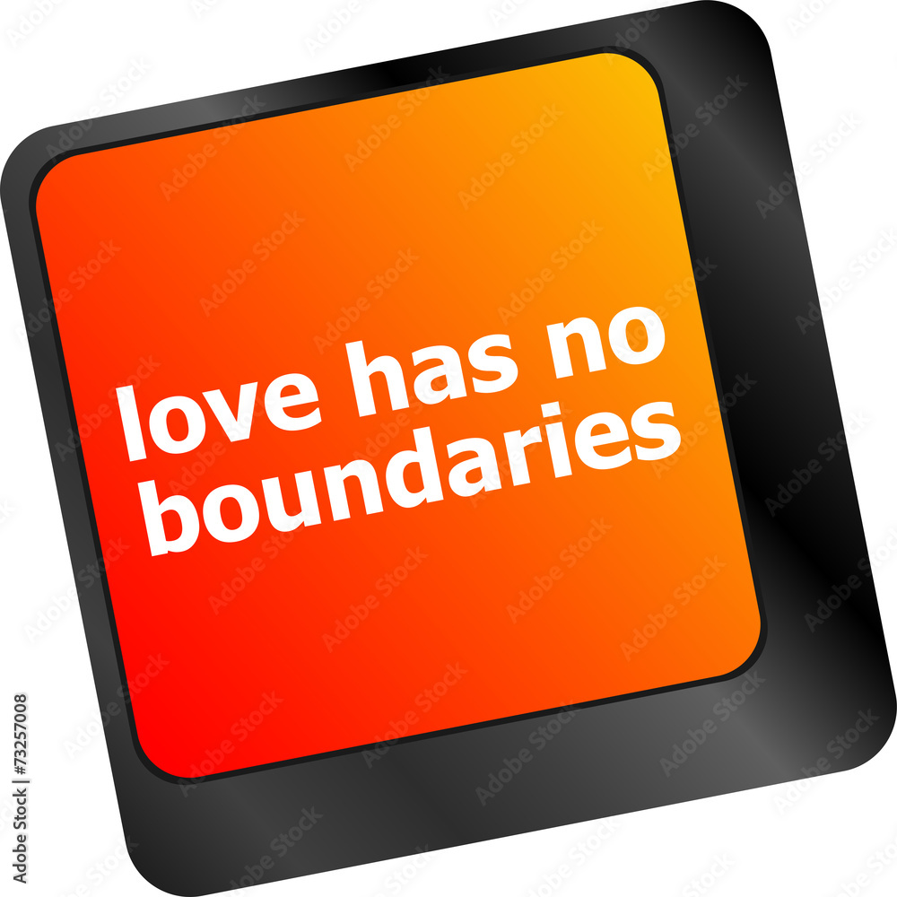 Aufkleber wording love has no boundaries on computer keyboard key