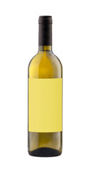 White wine bottle isolated with blank label.