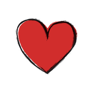Red heart on white background, vector