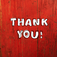 Thank You Card Design On Red Planks Texture. Vector