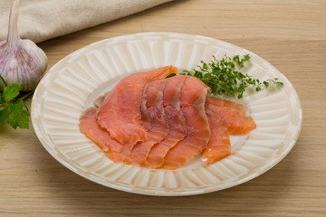 Sliced salmon