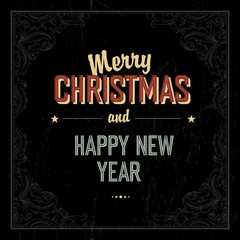 Naklejka premium Vintage Merry Christmas Card Design. Vector