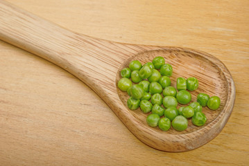 Peas in spoon