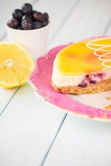 traditional homemade lemon and blueberry cake