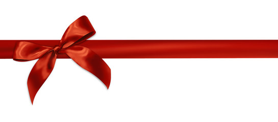 Red gift ribbon on white background