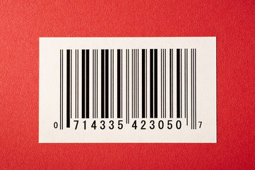 Bar Code On Red Textured Background