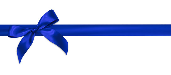 Blue gift ribbon on white background - 73260273