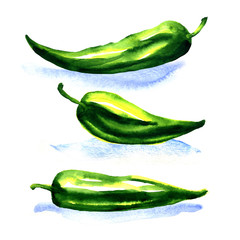 green peppers isolated on a white background