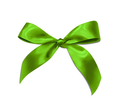 Green Gift Ribbon On White Background