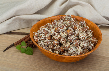 Peanut in honey with sesame seeds