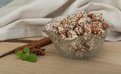 Peanut in honey with sesame seeds