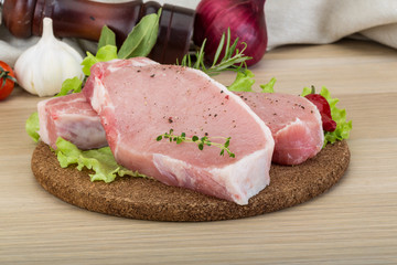 Raw pork steak