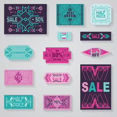 SALE Tags and Labels - Tribal and Aztec Style - in vector