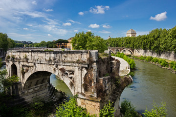 Fototapeta premium Old town center in Rome Italy on the Tiber river