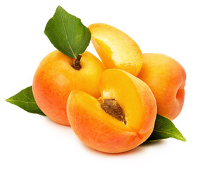 juicy apricots isolated on the white background