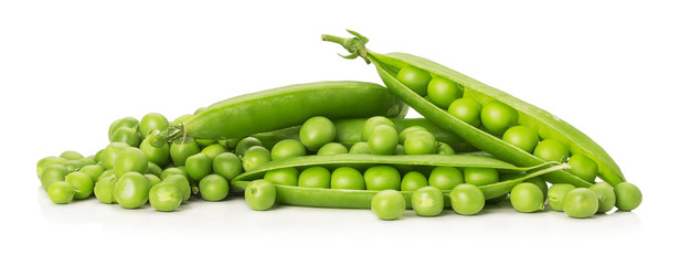green peas isolated on the white background