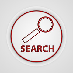 Search circular icon on white background