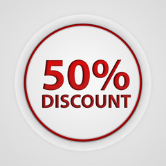 Discount 50 circular icon on white background