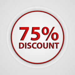 Discount 75 circular icon on white background