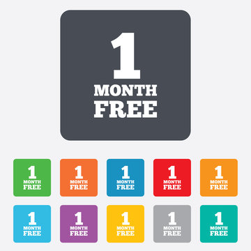 First month free sign icon. Special offer symbol