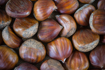 Organic chestnuts background