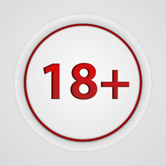 18+ circular icon on white background