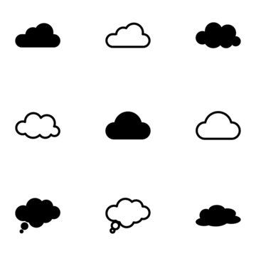 Vector black clouds  icons set