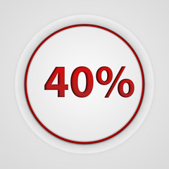 Fourty percent circular icon on white background