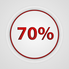 Seventy percent circular icon on white background