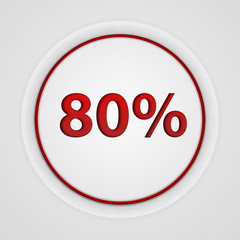 Eighty percent circular icon on white background