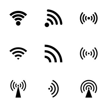 Vector black wireless icon set