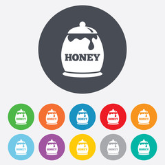 Honey in pot sign icon. Sweet natural food.