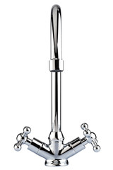 The kitchen water crane is isolated on a white background