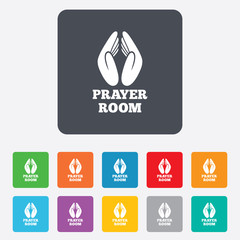 Prayer room sign icon. Religion priest symbol.