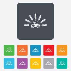 Tractor sign icon. Agricultural industry symbol.