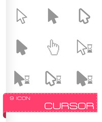 Vector black cursor icon set