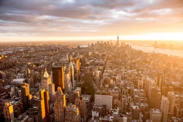 Türaufkleber New York Sonnenuntergang über Manhattan