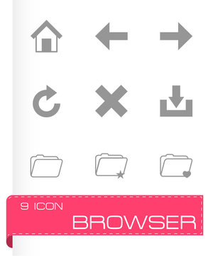 Vector black browser icon set