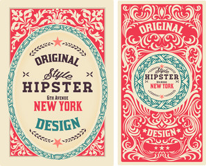 Obraz premium Old cards with floral details. Elements organized by layers.