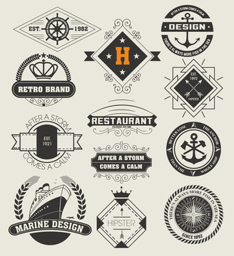 Vintage Insignias / logotypes set. Vector design elements, logos