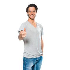 Mann macht Daumen nach oben